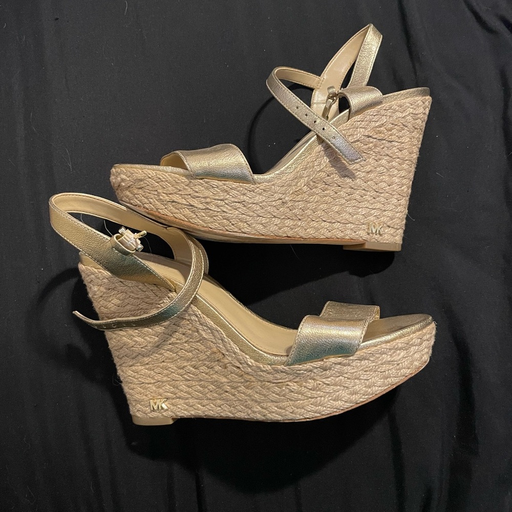 Michael Kors Metallic Gold Wedge Sandals